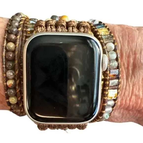 Beaded Apple Watch Bracelet Neutral Colors no watch - Picture 2 of 8